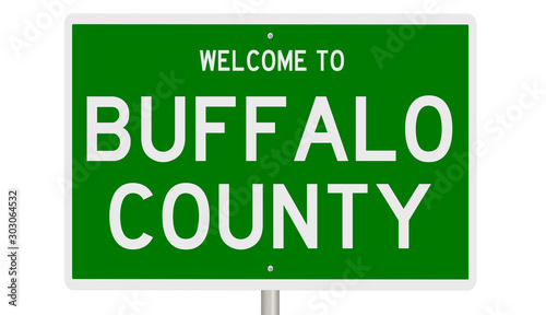 Rendering of a green 3d highway sign for Buffalo County photo