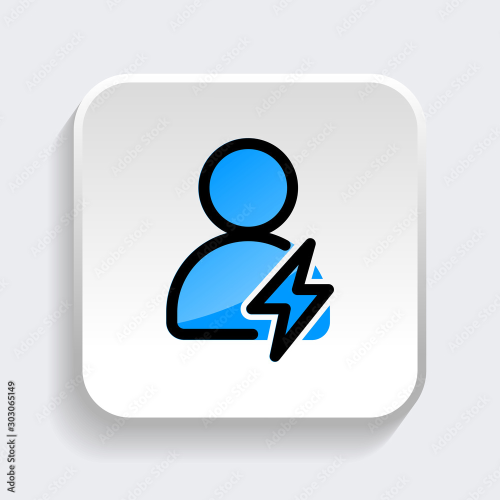 User with lightning bolt icon. symbol of business people with trendy flat style icon for web site design, logo, app, UI isolated on white background. vector illustration eps 10 User with lightning bolt icon. symbol of business people with trendy flat style icon for web site design, logo, app, UI isolated on white background. vector illustration eps 10