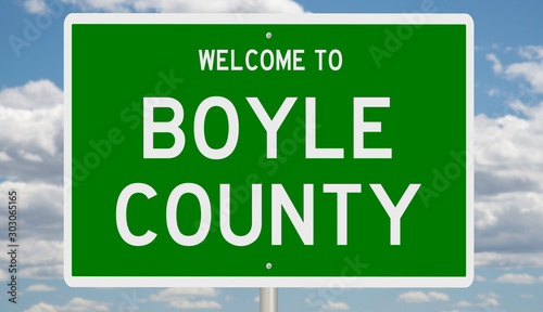 Rendering of a green 3d highway sign for Boyle County photo