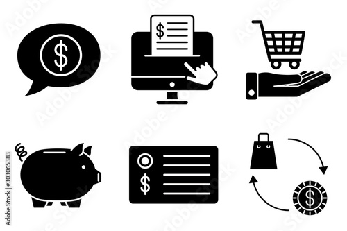 bundle of money and commerce icons