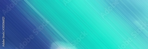 horizontal background banner with medium turquoise, turquoise and dark slate blue colors and space for text and image photo