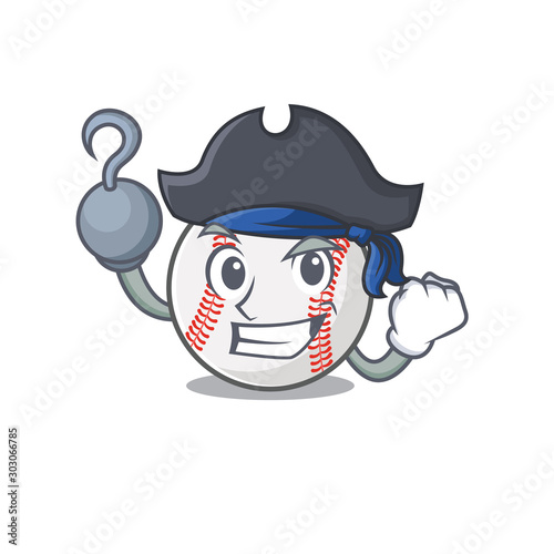 Cartoon baseball with in a character pirate