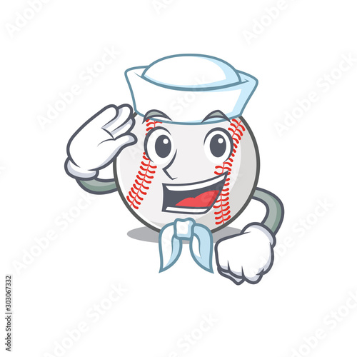 Cartoon baseball with in a character sailor