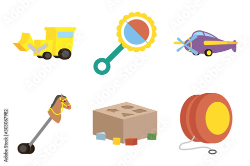 bundle of baby toys set icons