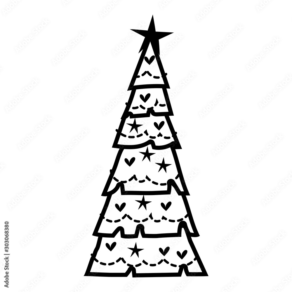 Fototapeta premium christmas pine tree with balls hanging