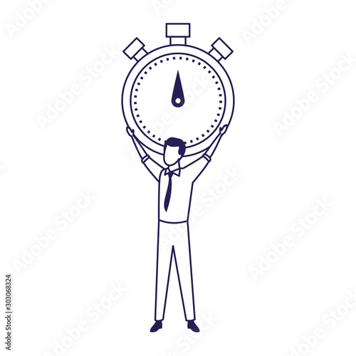 avatar businessman holding up a chronometer icon