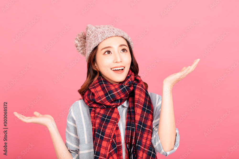 Happy young woman with Winter clothes Happy young woman with Winter clothes