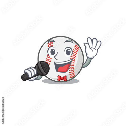Character isolated baseball with a singing cute