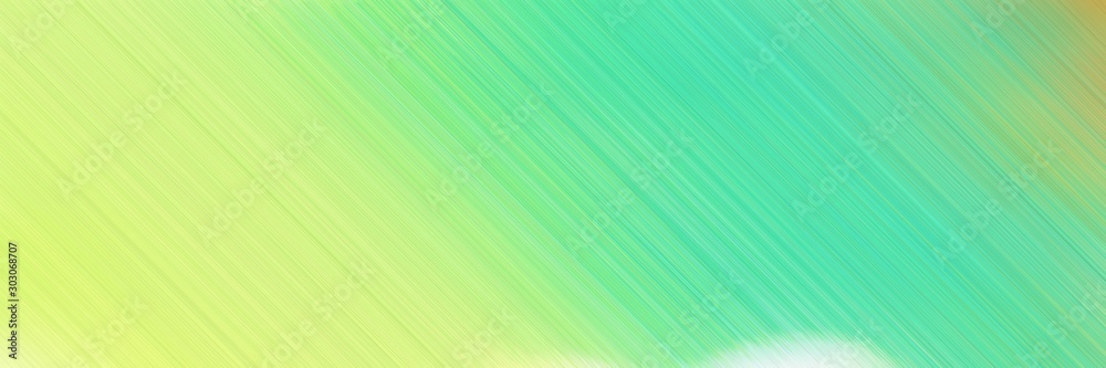 abstract colorful horizontal advertising banner texture with diagonal lines and light green, medium aqua marine and khaki colors and space for text and image