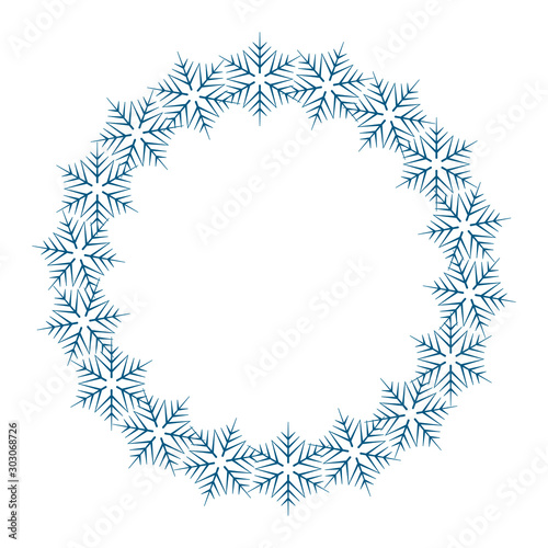 Set of vector decorative frames for Christmas and New Year with snowflakes on a white background