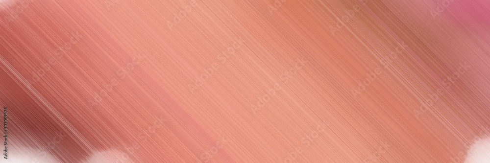 Obraz premium abstract colorful horizontal advertising banner background texture with diagonal lines and dark salmon, sienna and baby pink colors and space for text and image