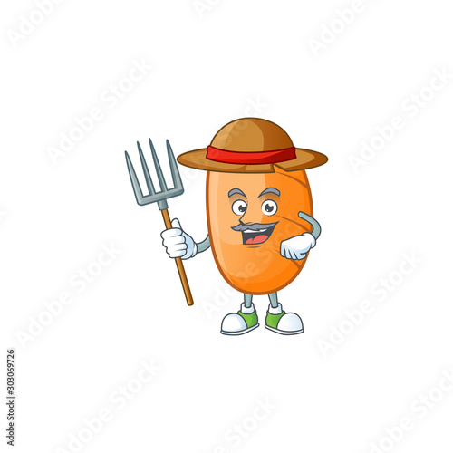 Cartoon long loaf sweet with mascot farmer