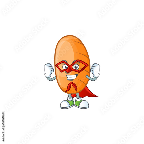 Long loaf cartoon with the character super hero