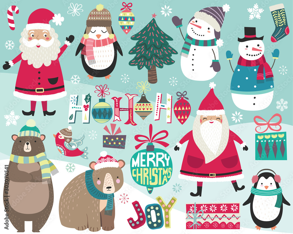 Cute Christmas Digital Art Collections Set Cute Christmas Digital Art Collections Set