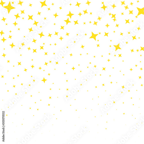 Stars raining. Vector background confetti texture. Falling gold satrs.