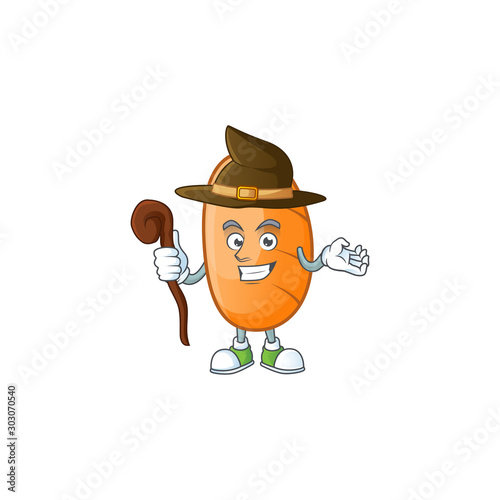 Long loaf cartoon character with witch mascot