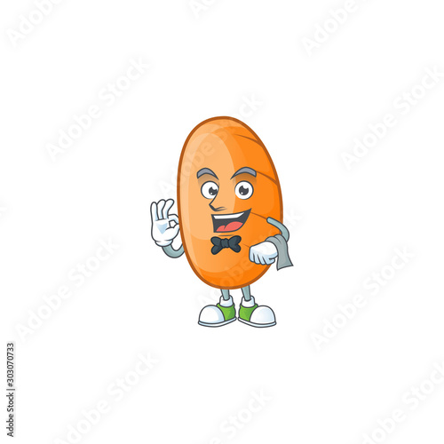 Long loaf cartoon character with waiter mascot