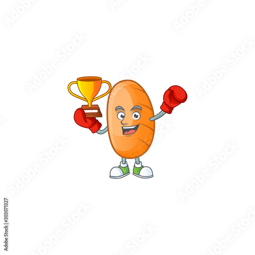 Delicious long loaf with the character boxing winner