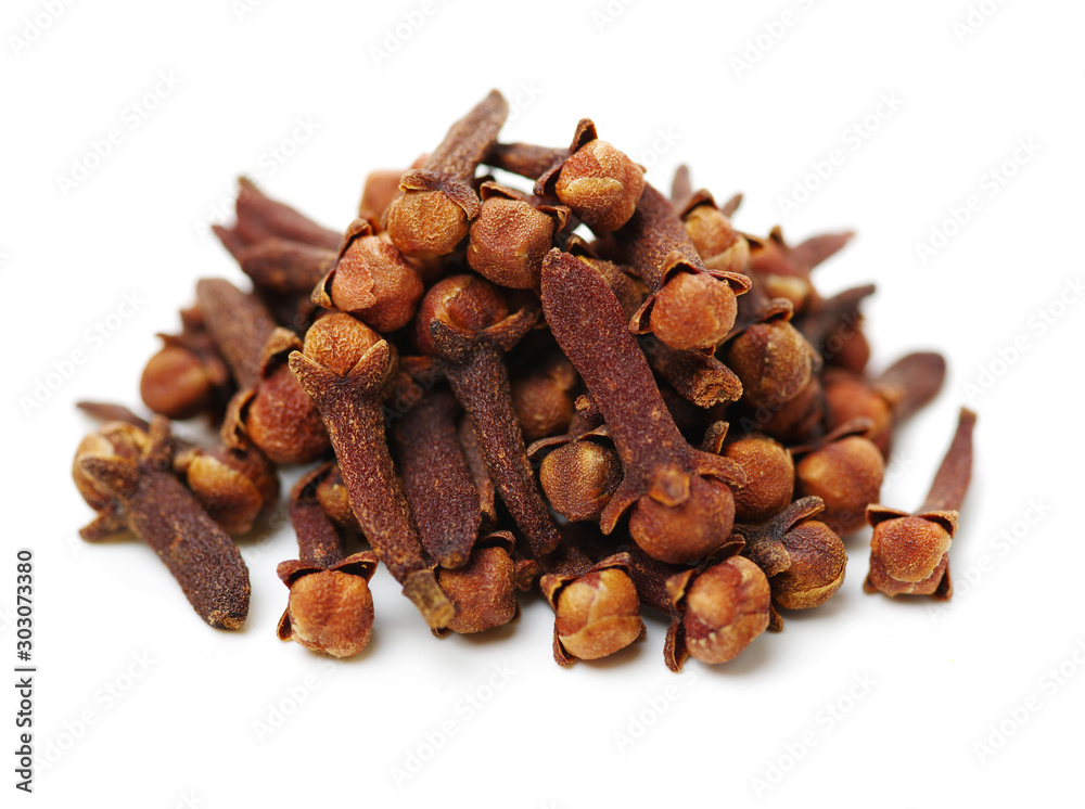 dry cloves on white background dry cloves on white background