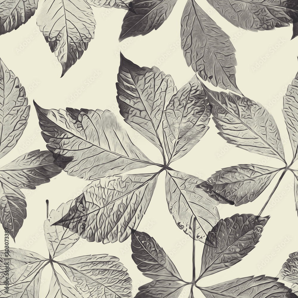 Leaves seamless pattern. Artistic background.