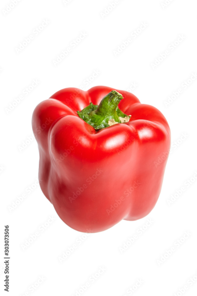Red bell pepper isolated on white background. Sweet pepper, vegetable ingredient, healthy food Red bell pepper isolated on white background. Sweet pepper, vegetable ingredient, healthy food