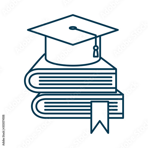 graduation hat in pile textbooks