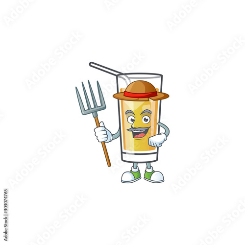Cartoon sweet apple cider with farmer mascot