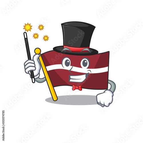 Magician cartoon flag latvia in with mascot