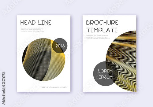 Trendy cover design template set. Gold abstract li