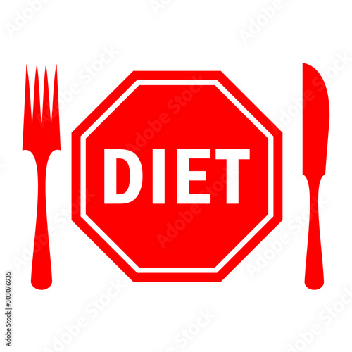 Diet concept icon, stop eating