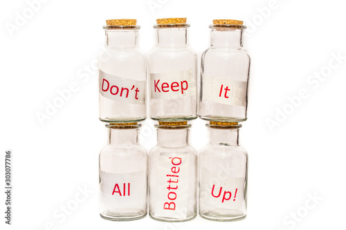 Abstract mental health message, dont keep it all bottled up.
