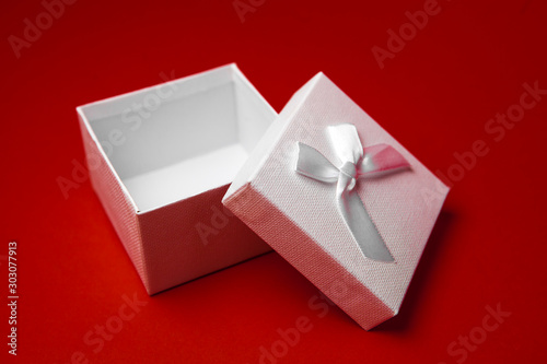 Gift boxes on red background