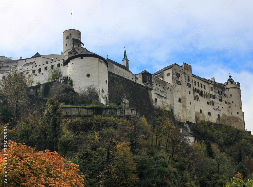 Hohensalzburg castle, one of the main tourist attraction in Salzburg city, Salzburg, Austria