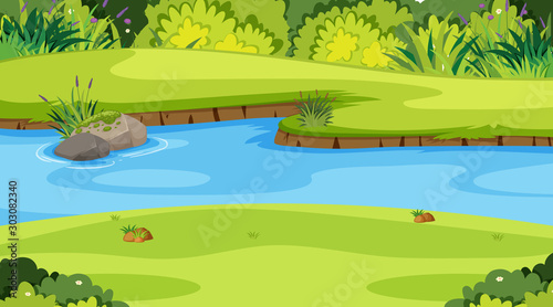 Nature scene with river in the park
