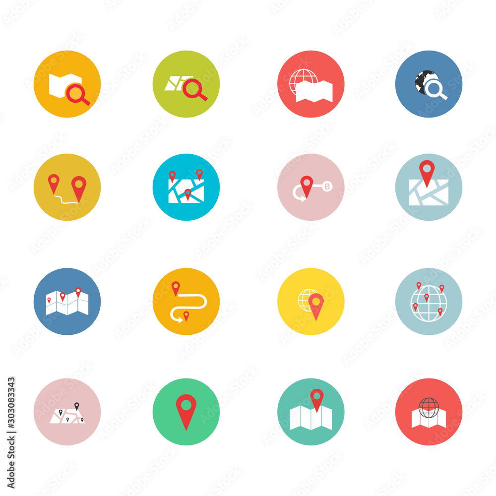 Universal Navigation icon set. Flat design modern vector illustration Universal Navigation icon set. Flat design modern vector illustration