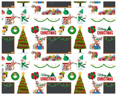 Seamless background design with christmas elements