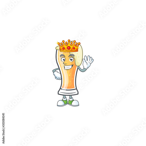 Fresh beer glass with cartoon character king
