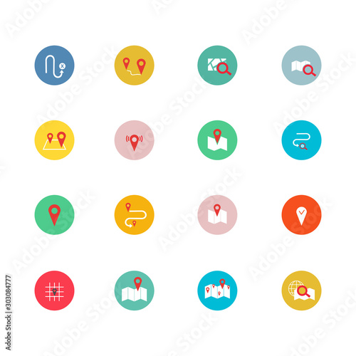 Navigation, direction, maps, traffic and more, icons set vector illustration