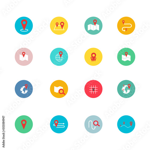 Navigation, direction, maps, traffic and more, icons set vector illustration