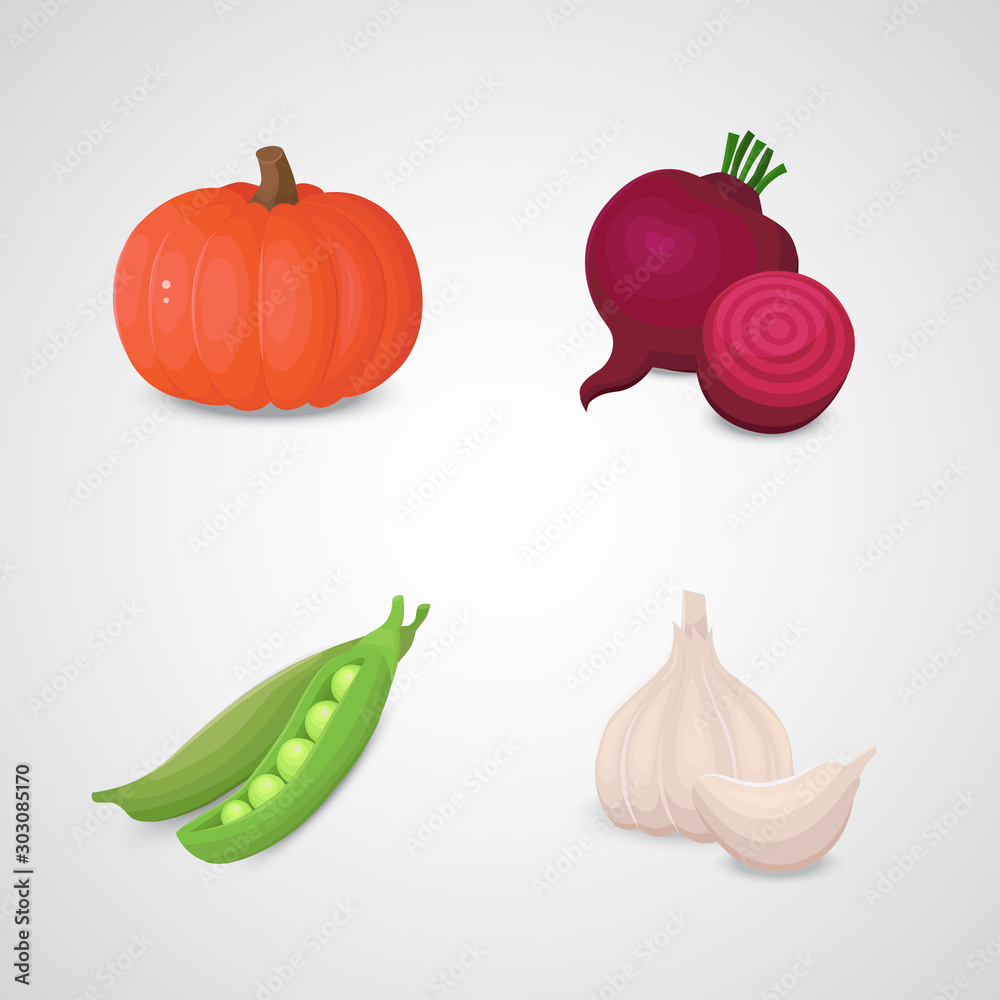 Vegetable vector icon set. Vegetable vector icon set.