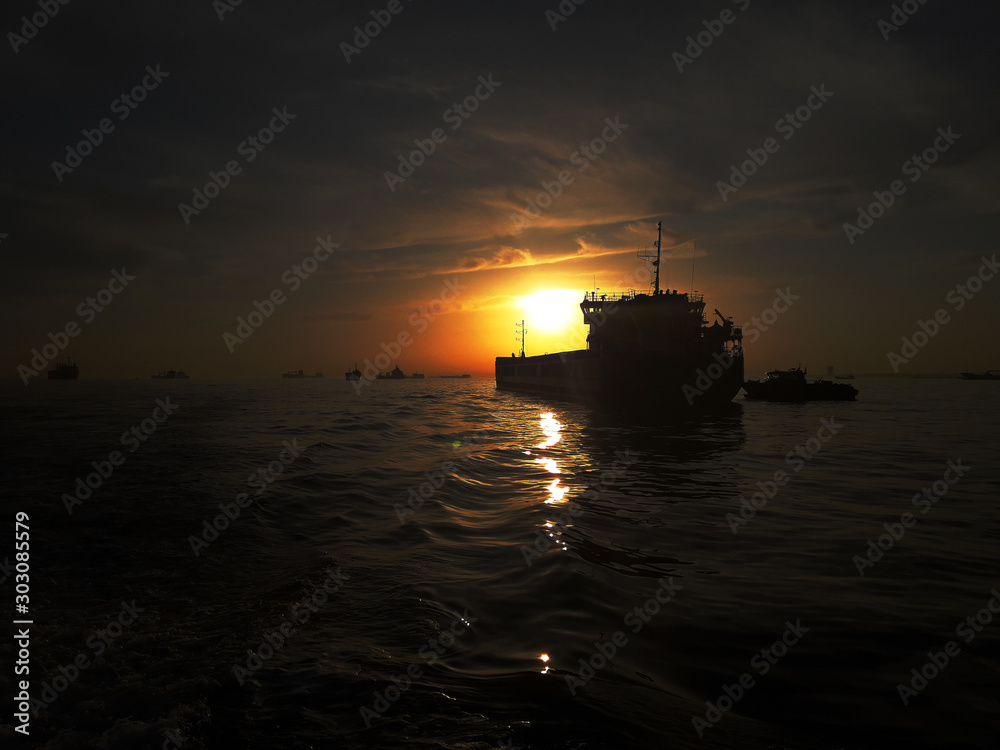 Cargo Ship view before sunset