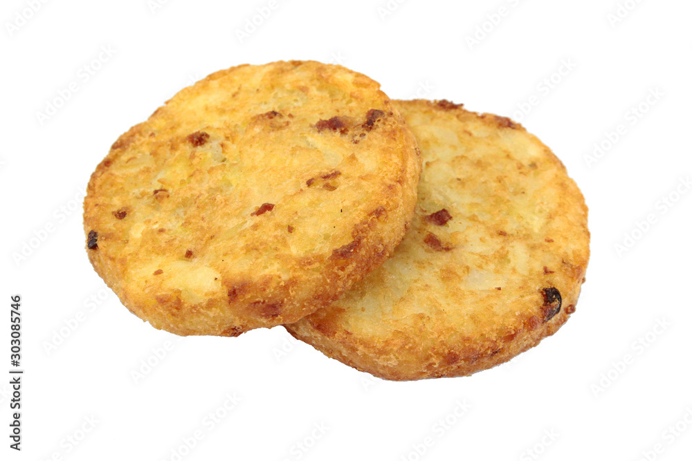 several rösti cooked on a white background several rösti cooked on a white background