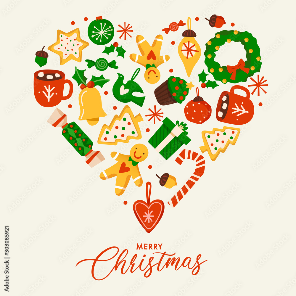Christmas elements with text and layout template for cards and banner design : Vector Illustration Christmas elements with text and layout template for cards and banner design : Vector Illustration