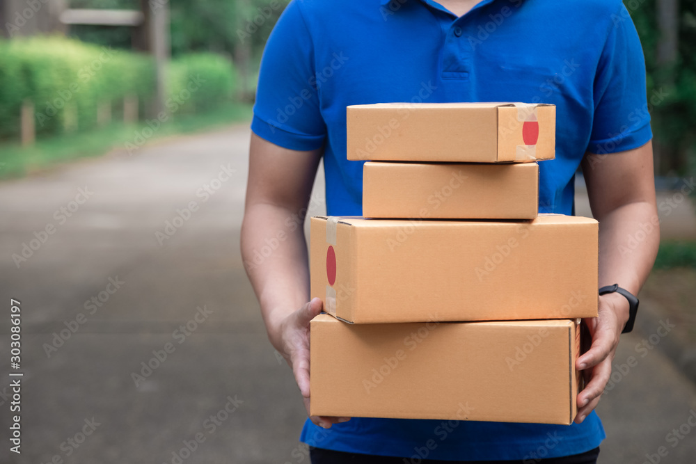 custom made wallpaper toronto digitalDelivery man holding boxes / copy space at home