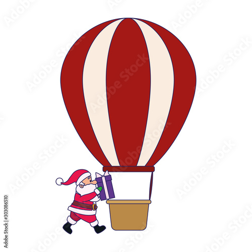 santa claus and hot air balloon icon
