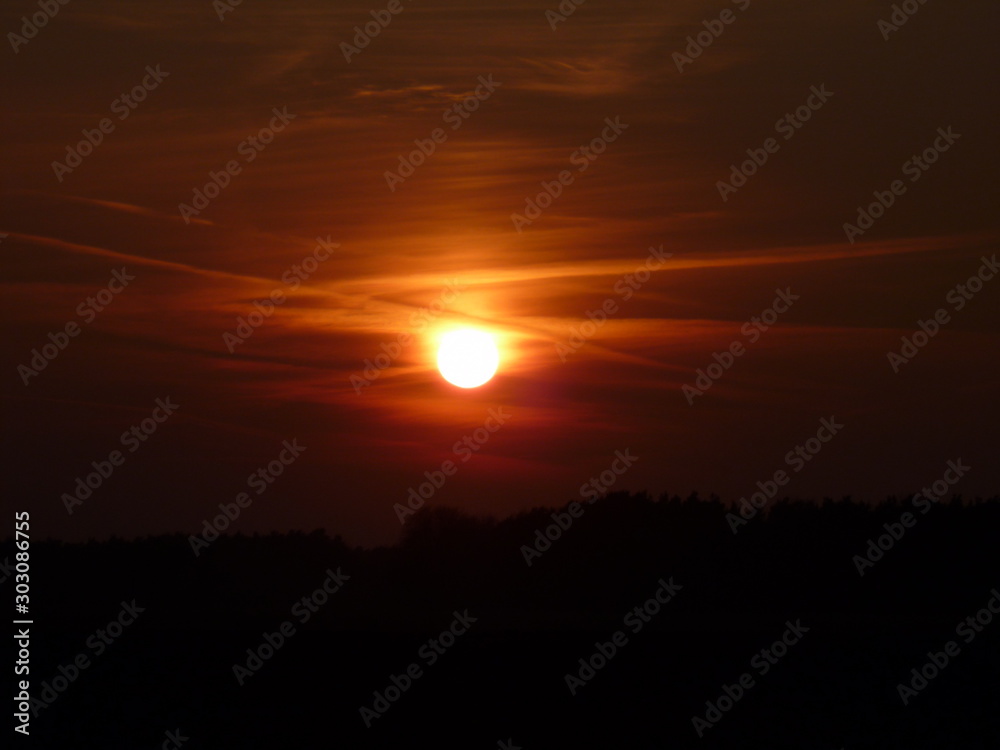 Sun ball in cloud formation