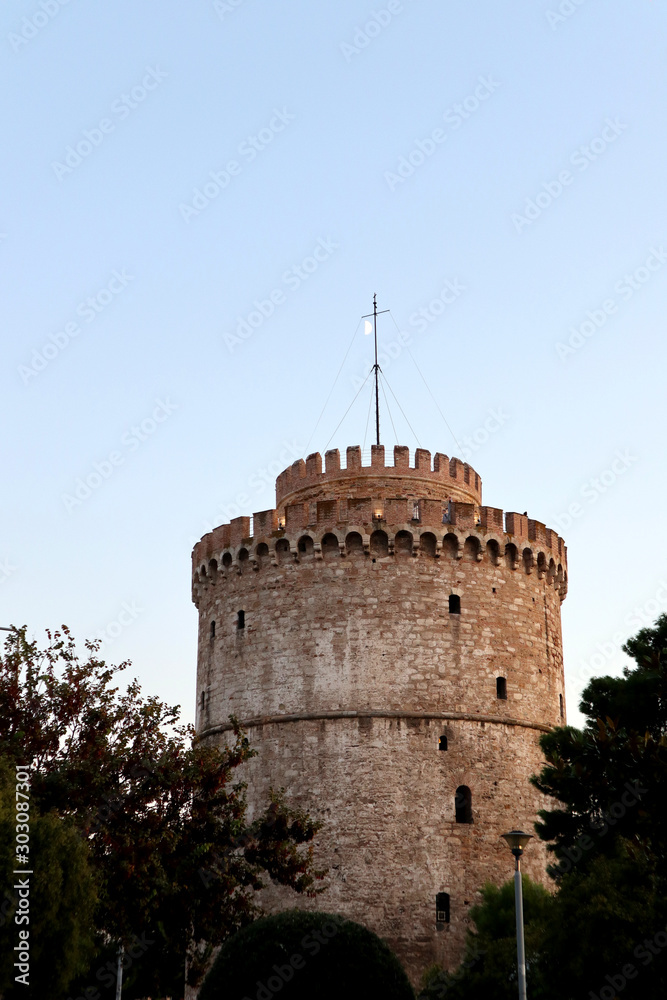 White Tower of Thessaloniki, Greece. The most famous landmark of the city. 