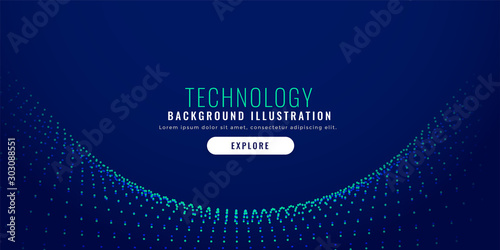 blue glowing particle mesh technology background design