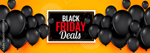 yellow black friday deals balloons banner design