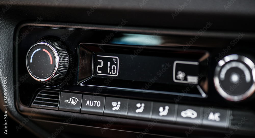 Car radio dashboard buttons like volume, climatronic, setup, sound.